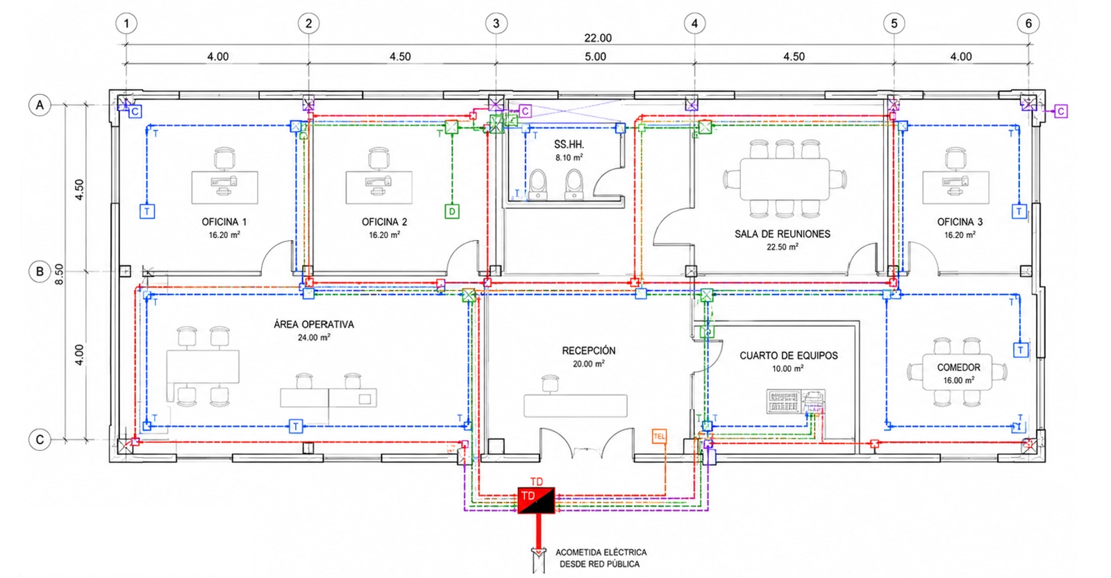 Plano CAD del diseño de canalización para migración de sistema CCTV en planta industrial