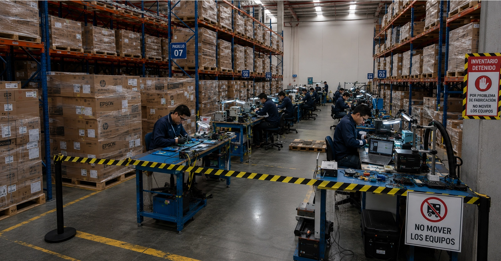 Clientes trabajando mientras se opera