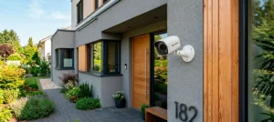 Cámara de seguridad instalada en la pared